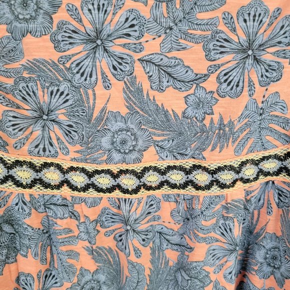 J. Jill Blue and Coral Fall Floral Embroidered Long Sleeve Dress Size Medium - Picture 7 of 16